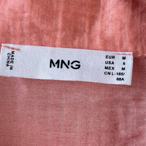 Mango Flowing Lyocell Shirt cropped boxy oversized peach coral size 6 - Picture 7 of 11